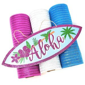 Aloha Summer 10" Deco Mesh Wreath Kit (Ribbon, Center Sign)